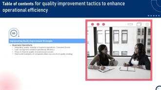 Quality Improvement Tactics To Enhance Operational Efficiency Strategy CD V Editable Idea