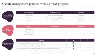 Quality Management Plan For Overall Project Progress Effective Management Project Leaders