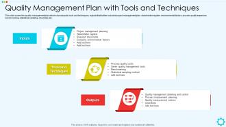 Quality Management Plan With Tools And Techniques