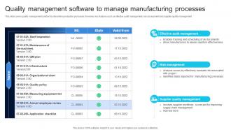 Quality Management Software To Manage Manufacturing Ensuring Quality Products By Leveraging DT SS V