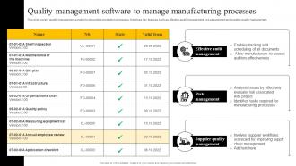 Quality Management Software To Manage Manufacturing Processes Enabling Smart Production DT SS