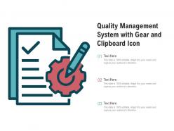 Quality management system with gear and clipboard icon