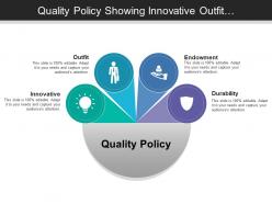 Quality policy showing innovative outfit endowment and durability