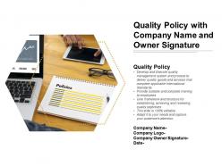 Quality policy with company name and owner signature