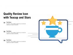 Quality review icon with teacup and stars