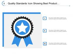 Quality standards icon showing best product tag of assurance