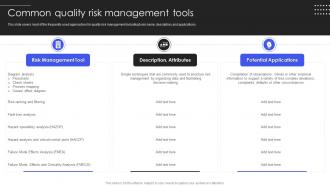 Quality Testing Common Quality Risk Management Tools Ppt Powerpoint Presentation Infographic