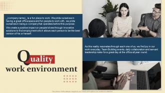 Quality Work Environment Introduction To Human Resource Policy