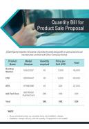 Quantity Bill For Product Sale Proposal One Pager Sample Example Document
