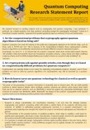 Quantum Computing Research Statement Report Presentation Report Infographic PPT PDF Document