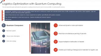 Quantum Mechanics Logistics Optimization With Quantum Computing