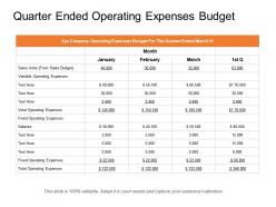 Quarter ended operating expenses budget