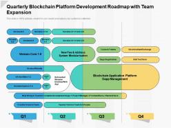 Quarterly blockchain platform development roadmap with team expansion