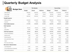 Quarterly Budget Analysis Variance Actual Ppt Powerpoint Presentation Icon Display