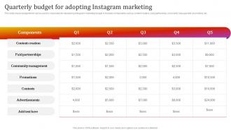 Quarterly Budget For Adopting Instagram Marketing Instagram Marketing To Grow Brand Awareness