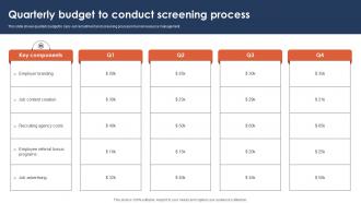 Quarterly Budget To Conduct Screening Process
