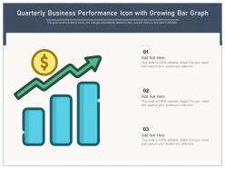 Quarterly business performance icon with growing bar graph