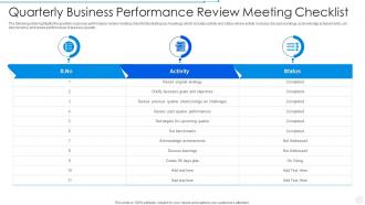Quarterly Business Performance Review Meeting Checklist