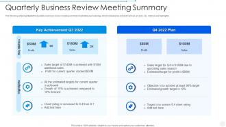 Quarterly Business Review Meeting Summary