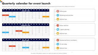 Quarterly Calendar For Event Launch
