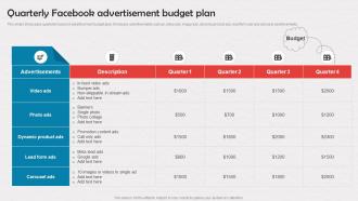 Quarterly Facebook Advertisement Budget Plan Enrollment Improvement Program Strategy SS V