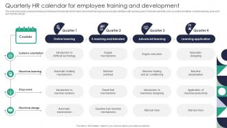 Quarterly HR Calendar For Employee Training And Development