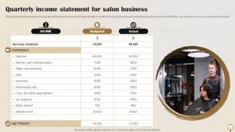 Quarterly Income Statement For Salon Business