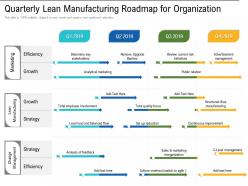 Quarterly lean manufacturing roadmap for organization