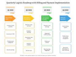 Quarterly logistic roadmap with billing and payment implementation