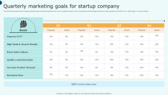 Quarterly Marketing Goals For Startup Company