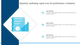 Quarterly Marketing Report Icon For Performance Evaluation