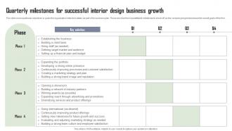 Quarterly Milestones For Successful Interior Design Company Overview