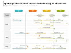 Quarterly online product launch activities roadmap with key phases