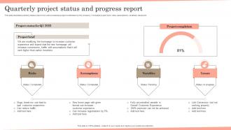 Quarterly Project Status And Progress Report