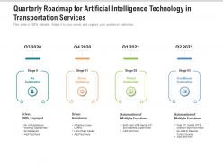 Quarterly roadmap for artificial intelligence technology in transportation services