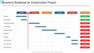 Quarterly roadmap for construction project