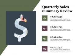 Quarterly Sales Summary Review Ppt Examples Slides