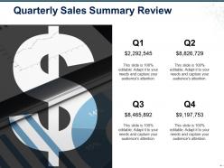 Quarterly sales summary review ppt icon