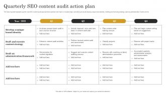 Quarterly Seo Content Audit Action Plan Seo Content Plan To Improve Website Traffic Strategy SS V
