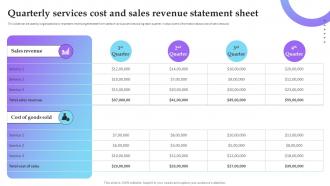 Quarterly Services Cost And Sales Revenue Statement Service Marketing Plan To Improve Business
