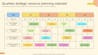 Quarterly Strategic Resource Planning Calendar