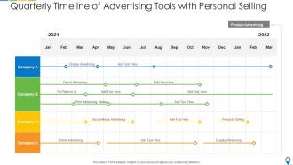 Quarterly timeline of advertising tools with personal selling