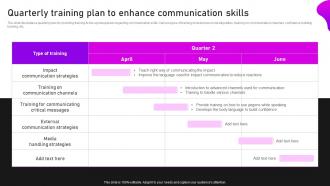 Quarterly Training Plan To Enhance Communication Crisis Communication And Management