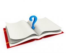 Question mark over a book stock photo