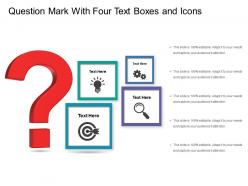 Question mark with four text boxes and icons