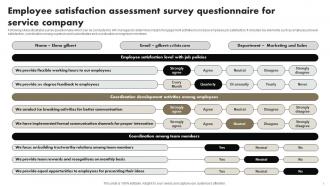 Questionnaire For Company Survey Designed Informative