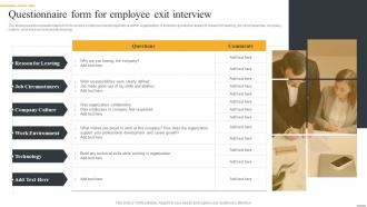 Questionnaire Form For Employee Exit Interview