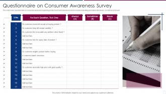 Questionnaire On Consumer Awareness Survey