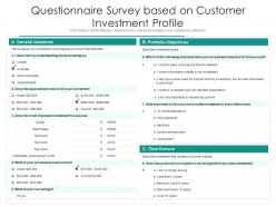 Questionnaire survey based on customer investment profile