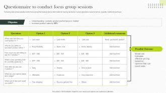 Questionnaire To Conduct Focus Group Sessions Implementing Strategies For Business